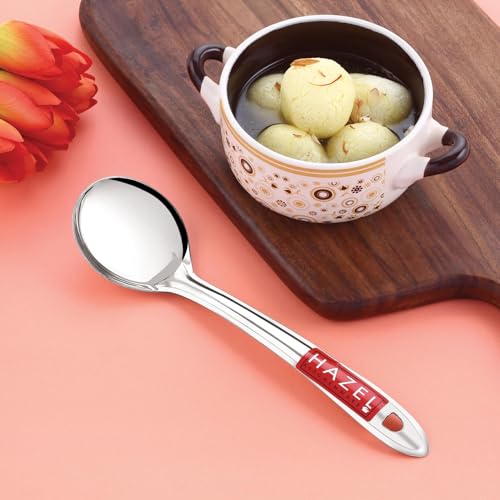 Image of HAZEL Stainless Steel Oval Shape Serving Spoon Scooper Spatula Server Kitchen Utensils