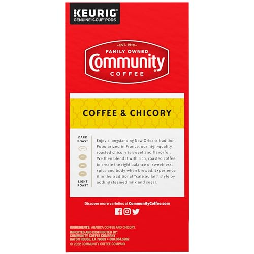 Image of Community Coffee and Chicory, Medium-Dark Roast, Single-Serve Keurig K-Cup Pods, 32 Count (Pack of 4)