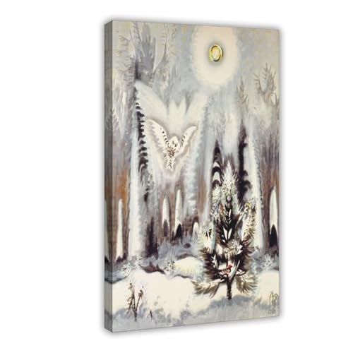 Chouette arctique et lune d'hiver tableau Burchfield pour décorer un bureau