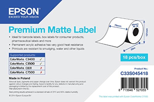 Epson Premium Matte Label - Continuous Roll: 76Mm X 35M