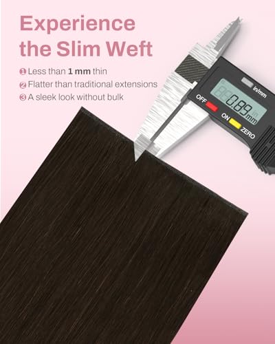 Image of Moresoo Human Hair Clip in Extensions, Seamless Genius Weft, For Fine Hair | Genius clip in hair extensions real human hair, medium brown, 24inch 150g 7pcs, for creators, full warm camera-ready hair