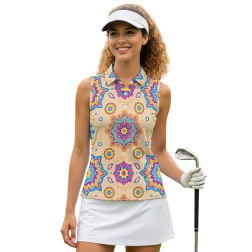 Chemise de golf sans manches pour femme avec col et dos nageur