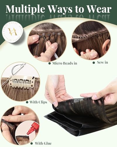 Image of Ugeat 24 Inch Genius Weft Extensions Human Hair Balayage, Long Length, 80G