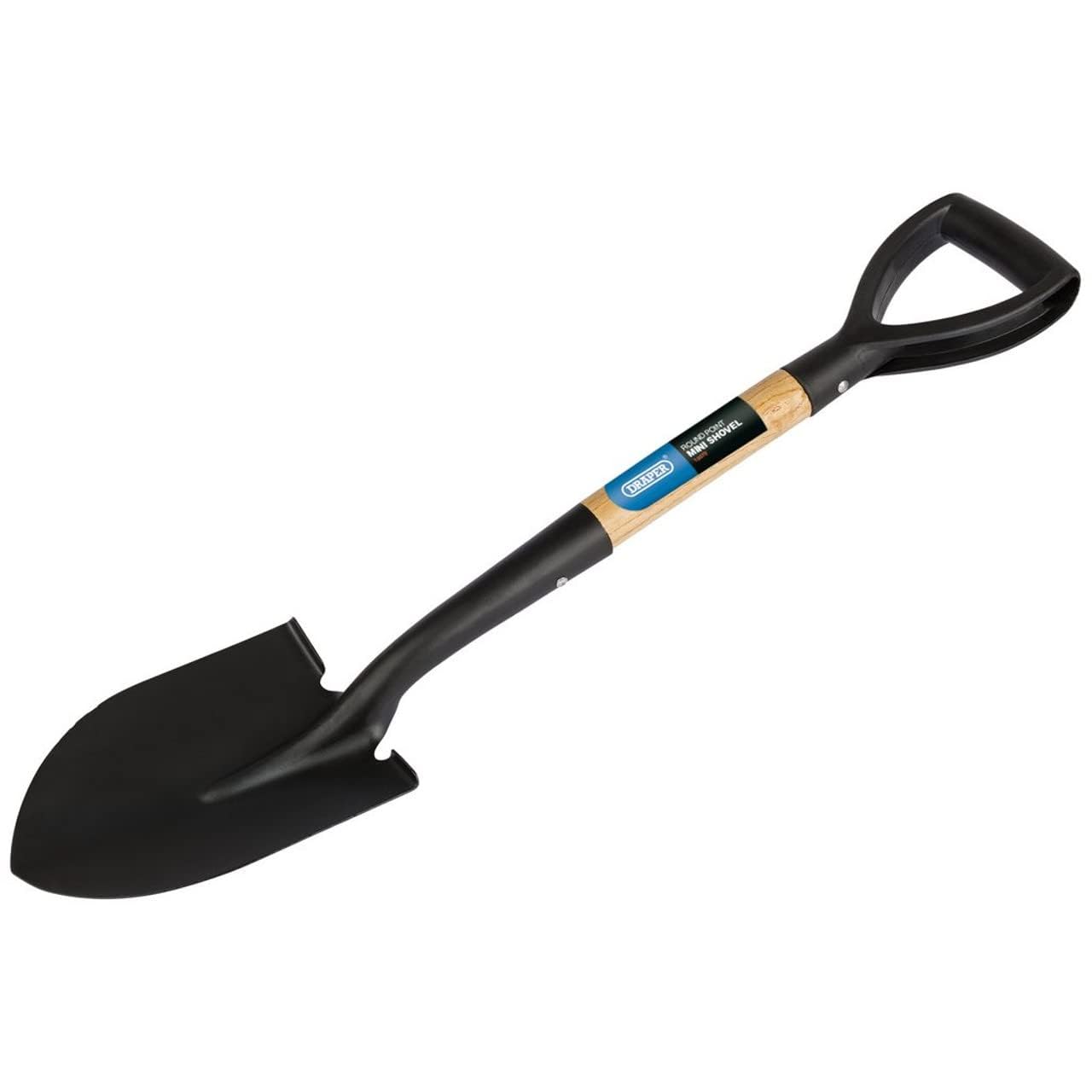 Draper, 15072, mini pala a punta arrotondata, con manico in legno, nero, 15072, 0V