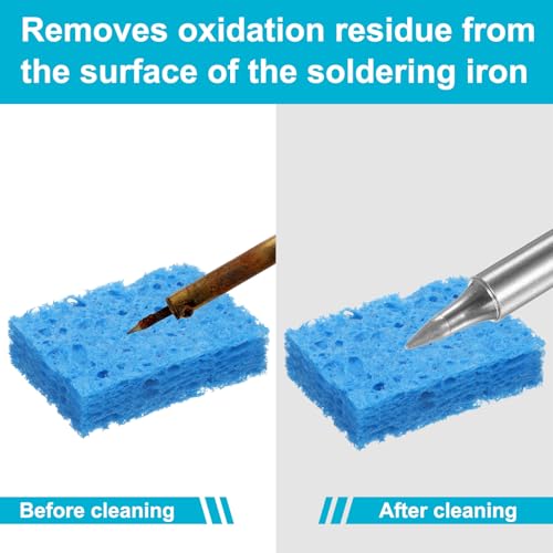 Image of uxcell Soldering Sponge 1.97 inch x 1.38 inch Rectangle Sponge Replacement Welding Soldering Iron Tip Cleaning Pads Soldering Iron Special High Temperature Sponge Blue 20pcs