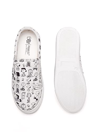 Image of The Souled Store Official Peanuts: Snoopy & Friends Mens and Boys Regular fit Graphic Printed White Men Loafers