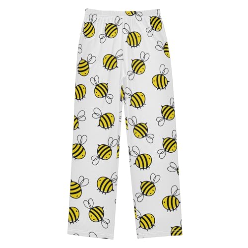 ZZXXB Cute Bee Boys Long Pants Soft Trousers Elastic Waist Kids Lounge Bottoms with Pockets S-XL