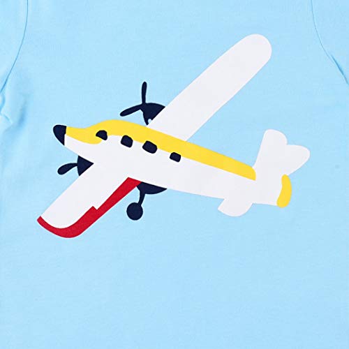Image of Little Boys Short Set Pajamas for Boys 100% Cotton Toddle Firetruck Dinosaur Sleepwear Summer Clothes Size 2-7T