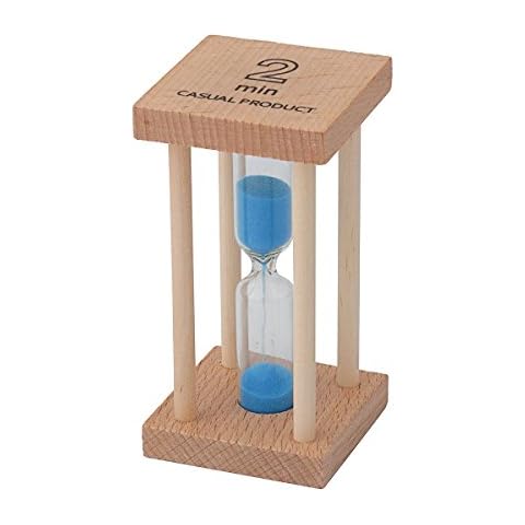 2 Minutes Wooden Hourglass Sandglass Sand Timer Desk Shelf Ornaments for Both Adults and Kids - Blue Cover