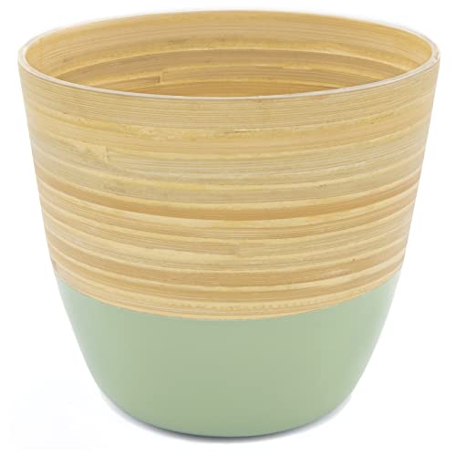 Dehaus® Stilvolle Handgemacht Bambus Blumentopf, Pflanztopf, Pflanzkübel, Blumenkübel, Blumentöpfe, moderner Übertöpfe für Zimmerpflanzen, Plant Pot, Flower Pot, Groß 22cm D x 21cm H (Salbeigrün)