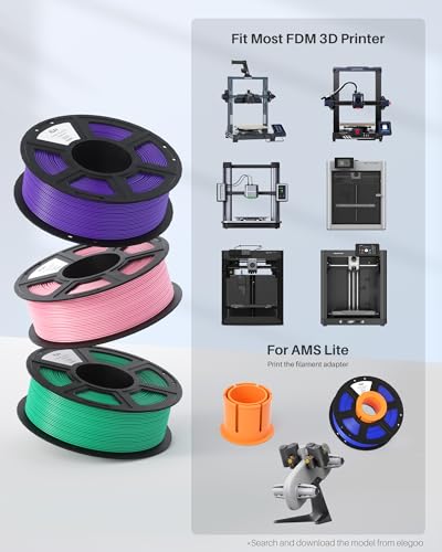 Image of ELEGOO PLA+ Filament 1.75mm Bundle, High Toughness PLA Plus 3D Printer Filament Dimensional Accuracy + /- 0.02mm, 4pcs 1kg Spool(2.2lbs) Fits for Most FDM 3D Printes Black /White /Grey /Space Grey
