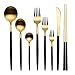 NTT Set Forchette Cucchiai E Coltelli,Posate portoghesi Posate in Acciaio Inossidabile 304 Rete Oro Rosso Stoviglie portoghesi Oro Nero Platino Polvere Regalo oro-32PCS