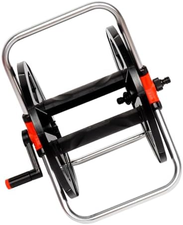 Eujgoov Water Pipe Storage Rack with Hose Reel - Portable 35m Rope Organizer Shelf for Garden Garage Workshop (Black)