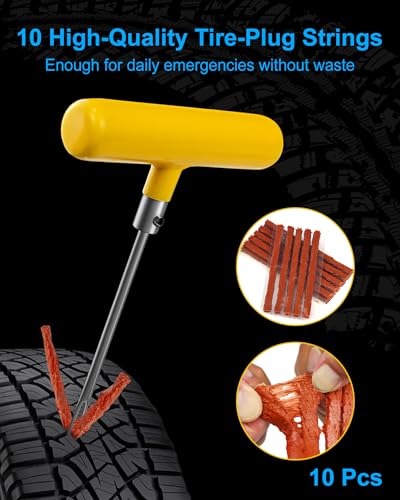 Image of Tire Repair Kit with Plugs, Tire Plug Kit Heavy Duty Professional for Car, ATV, Motorcycle, Truck, Flat Tire Emergency Repair (Boxed Type - 19 PCs)