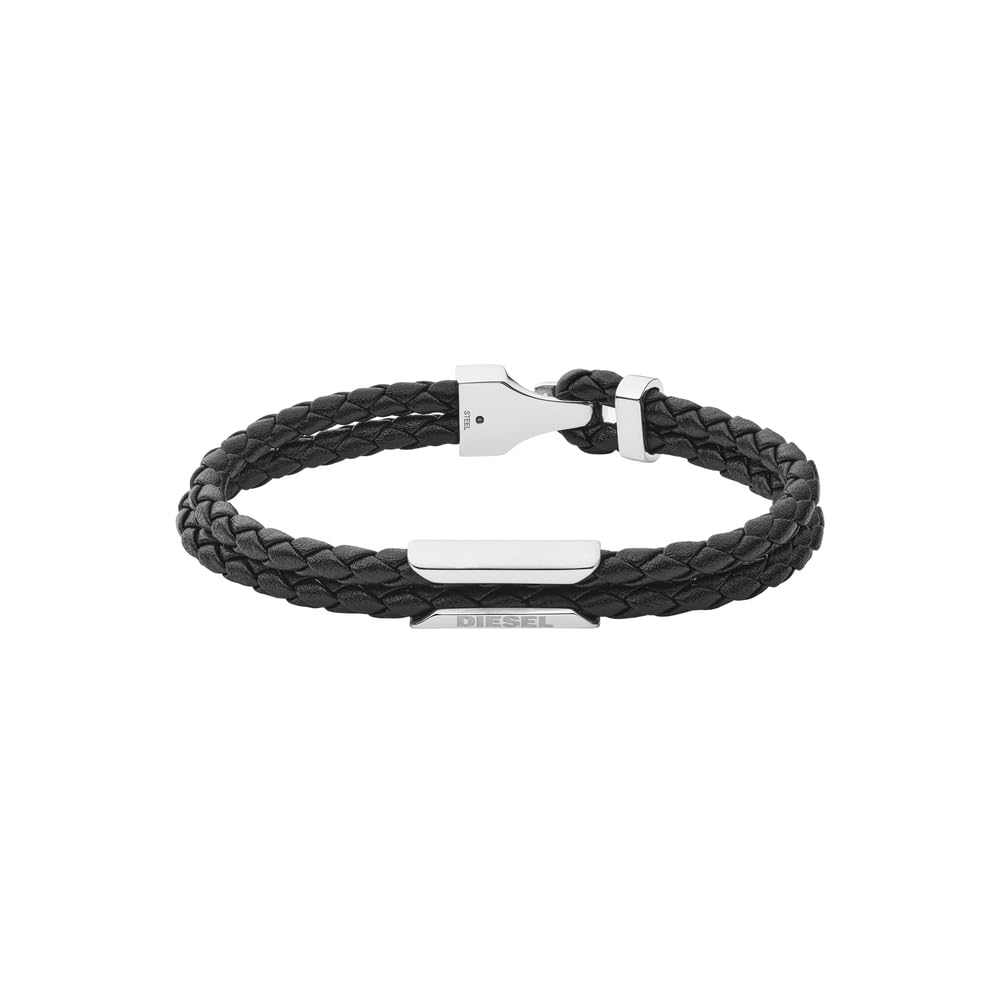 Diesel Hombre Rasp Negro Silicona Reloj y Cuero Pulsera, Set