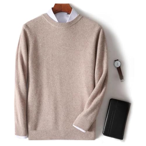 Men's Solid Merino Wool Sweater Round Neck Pullover Thickened Knitted Loose Base Layer Top2