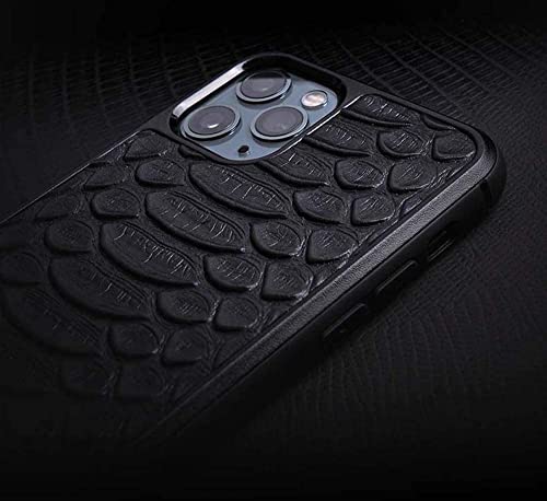 Coque iPhone 12 Pro cuir noir motif python protection écran
