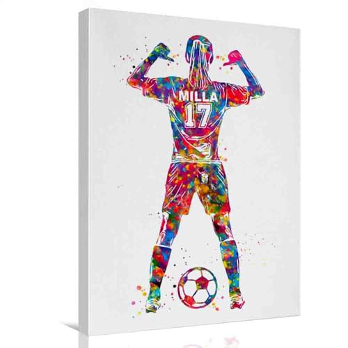 Canva Soccer Girl Watercolor Wall Art 16
