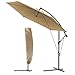 VOUNOT® 300 cm Parasol Excentrico, Sombrilla de Jardín con Manivela, Funda Protectora y Correa de Fijación, Protección UV, Caqui