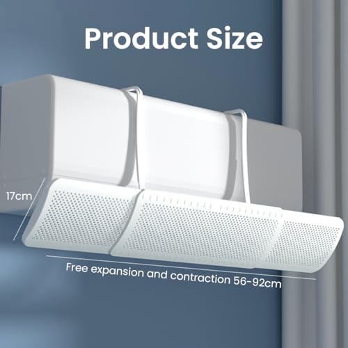 Image of HASTHIP Plastic Air Conditioner Deflector 22-32 inches Retractable Wind Deflector Adjustable Angle Design Universal Hanging Air Conditioner Wind Deflector for Room Bedroom Office