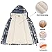 ThCreasa Boys Girls Sherpa Fleece Lined Flannel Jackets with Hood, Plaid Zip Up Hooded Coat Little Kids Flannel Shacket Blue M 7-8