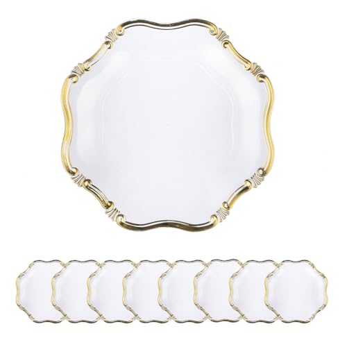 Platos de plástico resistentes color dorado pack x6 miniatura 2