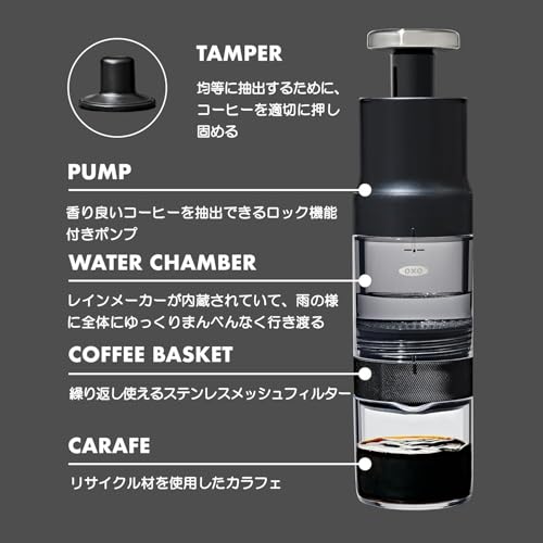 OXO Quick Concentrated Coffee Maker Cold Brew Coffee Bottle Lightweight Portable 5 Minute Brew 4 Cups at a Time