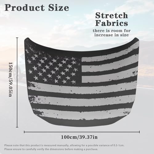 Image of 59x39 Inch Gray American Flag Car Hood Cover Protector Waterproof Car Hood Wrap Blankets Patriotism Auto Flag Universal Automotive Exterior Accessories for Summer