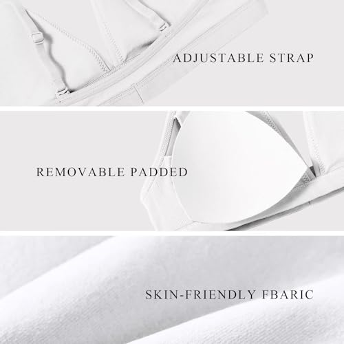 Image of INIBUD Bralette for Women Removable Padded Bra Yoga Seamless V Neck Triangle Adjustable Straps Wireless
