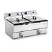 Produktbild Royal Catering RCSF-16DTH Fritteuse Edelstahl Doppel Friteuse Elektrofritteuse (2 x 16L, 2 x 6000W, 380V, 200°C, Ablasshahn, Kaltzonen)