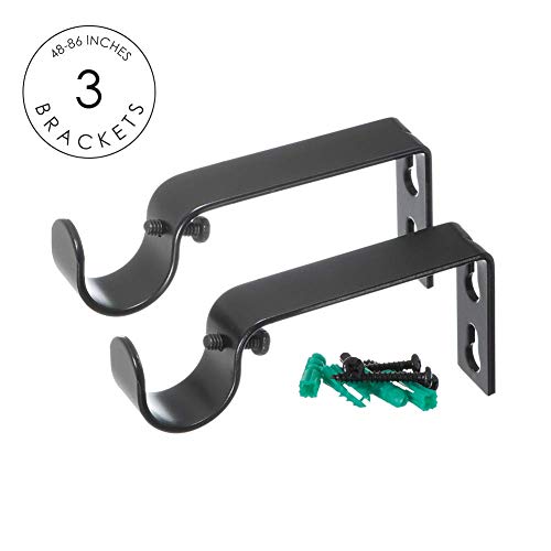 Ivilon Drapery Window Curtain Rod - End Cap Style Design 1 Inch Pole. 48 To 86 Inch Color Black #TOP1