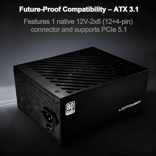 LC-POWER Platinum Pro LC1000P2-V3.1 1000 Watt Alimentatore PC ATX 3.1 con 80 Plus Platinum, 12VHPWR, Ventola da 135mm Silenziosa, 10 Anni di Garanzia - Alimentatore - Immagine 2
