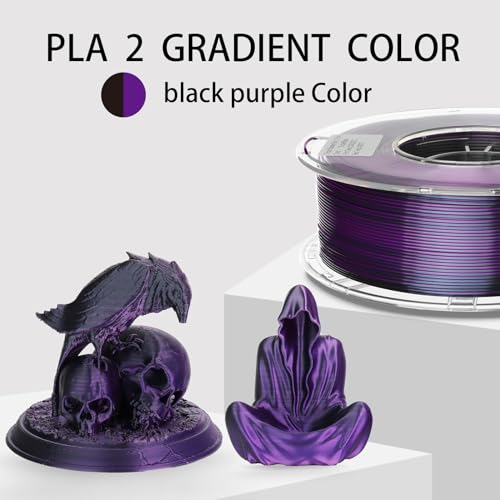 Image of 1KG 3D Printer Filament Bundle, 3 D PLA Printing Filament 1.75mm, Dual Color, + /-0.03mm, 1kg /2.2lbs Silk Purple Black