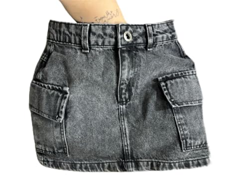 Saia Cargo Jeans Preta Estonada (BR, Numérico, 40, 44, Regular, Regular, Preto Estonado)