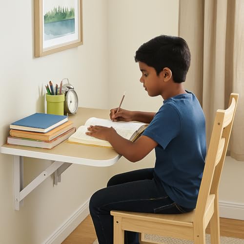 Image of Heartily 23.5 * 15.5 Inch Wall Mounted Folding Table | Compact Multipurpose Foldable Table with Strong Metal Bracket | 17 mm Thick | Study, Kitchen, Bedside, Utility Use (23.5 * 15.5 inches)