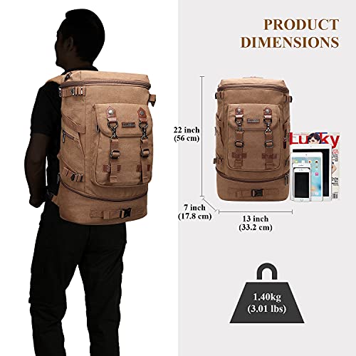 Image of WITZMAN Travel Backpack for Men Canvas Backpack Large Convertible Carry on Luggage Rucksack