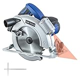 Die große Gehrungssäge besticht mit der komfortablen Laser-Schnittführung, die in Kombination mit der Führungsschiene für hohe Präzision sorgt | Maximale Schnitttiefen: 65mm (90°), 45mm (45°)