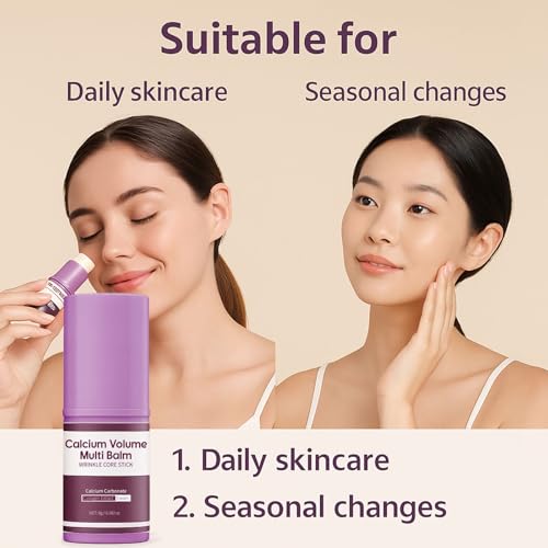 Domality Calcium Balm Stick, 2PCS Calcium Volume Multi Balm, Korean Collagen Solid Skincare All In One Moisturing Multi Stick - Suitable for All Skin Types