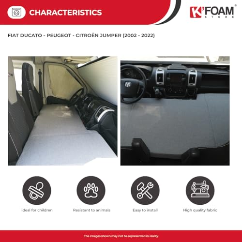 Faltmatratze für Fiat Ducato, Citroen Jumper, Peugeot Boxer Camper (2002 – 2023), für den Fahrerbereich Wohnmobil, Wohnwagen, Fahrerhaus Zusatz-Bett, Camper-Bett, Kinderbett, Fahrerhausbett