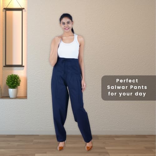Image of Happy Bunny Salwar Pant - Modern Style Pure Cotton for Women - Ethnic Semi Patiala Trouser - Office,Home - All Day Comfort Wear with Drawstring