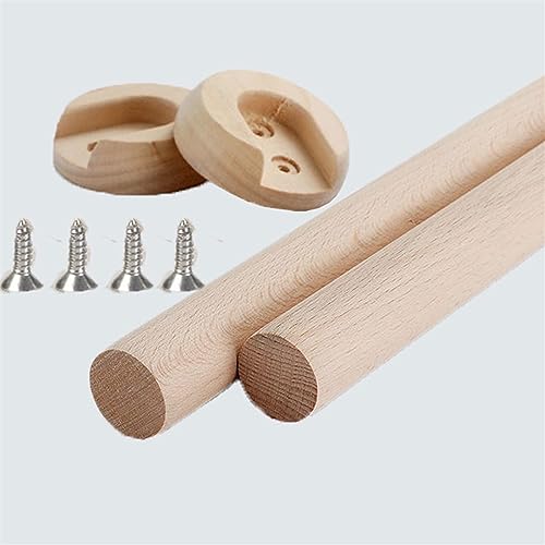 1 barra de madera para colgar en el armario, tubo de armario, tubo de armario, barra de ropa, tubo redondo para armario, longitud de 30 a 150 cm