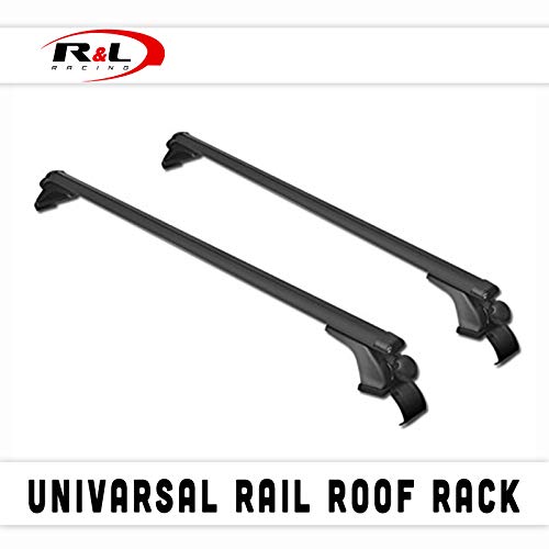 R&L Racing Black Roof Rack Aluminum Oval Window Frame Rail Cross Bars Cargo