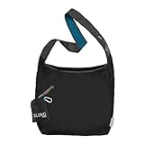 ChicoBag Sling rePETe Crossbody Hands-free, Large Open Top Messenger Style Shopping Bag with Pouch, Storm Black