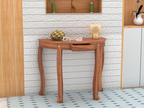 Image of CRAFT D ARTS Solid Sheesham Wooden Sapphire Cross Console Table | Console Table for Living Room, Entryway, Outdoor, Home Decor, Dining Room | Ha;f Round Table | Natural Finish