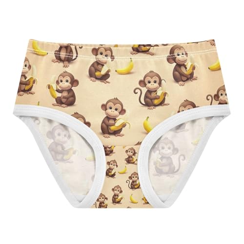 Toddler Briefs, Cute Cartoon Monkeys Bananas Cotton Underwear Girls, 2T–8 Years - Main Image