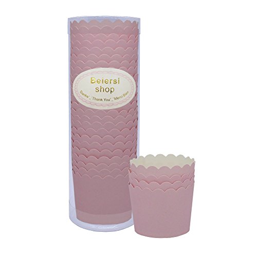 Beiersi 24Pcs Caissette Muffins,Caissettes Cupcake Papier pour Muffins Moule Gâteau Tasses à Pâtisserie Cupcakes Decoration (Rose) Cover