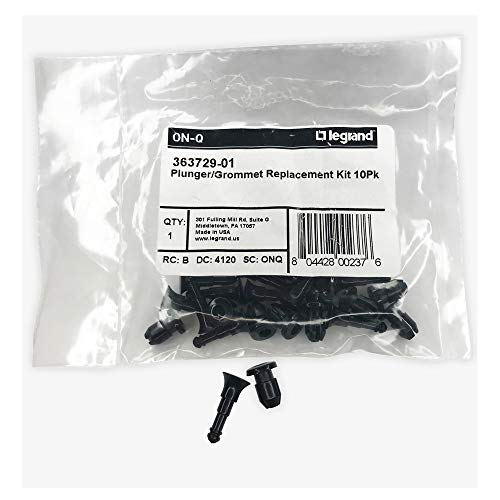 On-Q Legrand-On-Q Home Office & Theater, Grommet Plunger Kit, Pins & Rivets, Push-Lock Pins, Black, Pack of 10, 363729-01