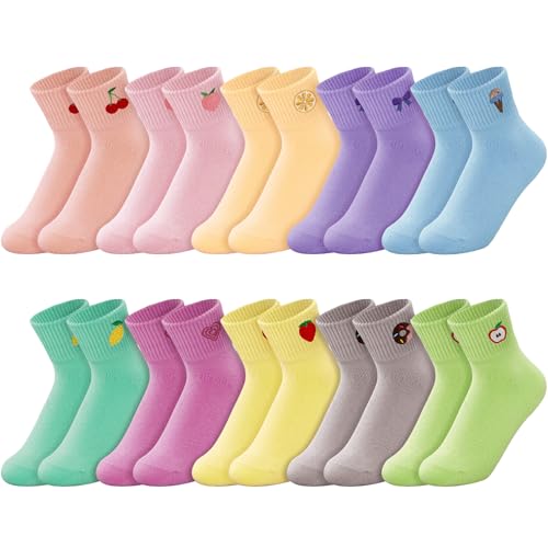 Image of Eurzom 10 Pairs Socks Womens Crew Elastic Ankle Length Cotton Socks Aesthetic Cute Lightweight Low Cut Gifts for Women
