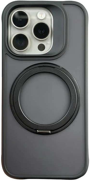 BRIANZ TECH SHOP 360° Magnetic Ring Stand for iPhone 15 Case [Military Drop Protection] [Compatible with Wireless Charging] Shockproof Matte Translucent Phone Case, Black