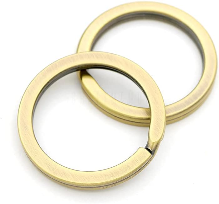 CRAFTMEMORE - 10 Anelli Portachiavi Piatti In Metallo 30 Mm - Antiruggine Per Chiavi, Fai Da Te, Pelletteria - Colore Oro - 2